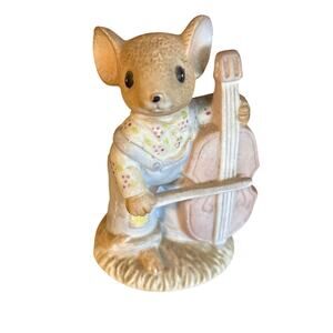 Vintage 1983 Enesco Calico Mouse Country Mice playing cello porcelain